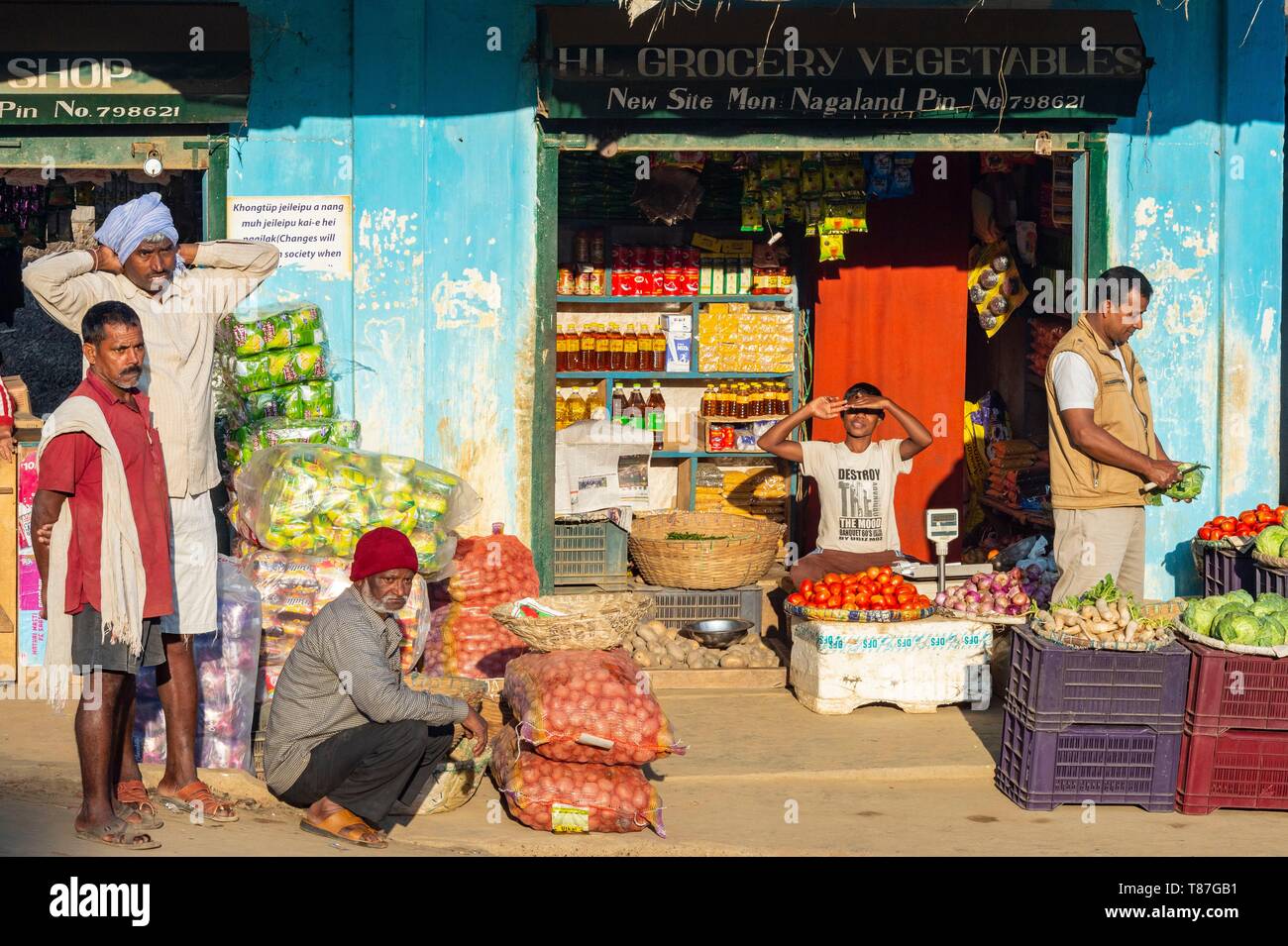 Indien, Nagaland, Mon, Markt Stockfoto