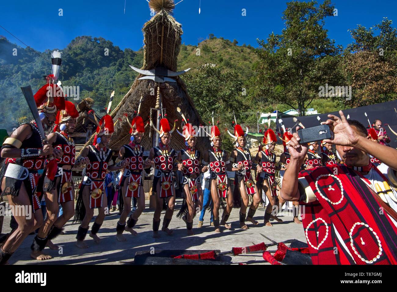 Indien, Nagaland, Kohima, jährliche Treffen der Naga Stämme während der Hornbill Festival Stockfoto