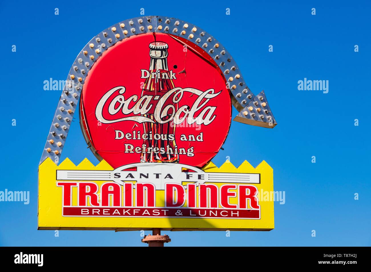 Usa, South Dakota, das 1880 Stadt hauptsächlich aus alten Gebäuden, die in der Gegend gefunden wurden, besteht, und in den letzten Jahrzehnten hat es mit vielen zusätzlichen authentische alte Gebäude, Artefakte und Erinnerungsstücke erweitert worden, der mit dem Wolf tanzt mit Kevin Costner war teilweise dort geschossen, Restaurant im Zug Stockfoto