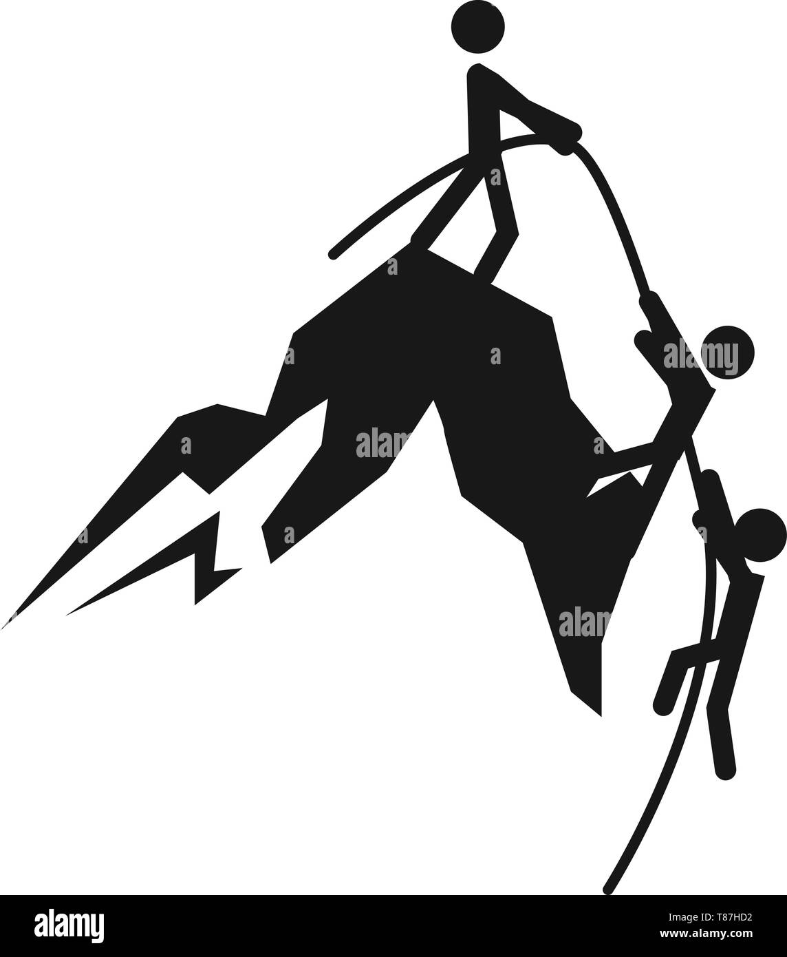 Mann Hilfe klettern Berg Symbol. Einfache Abbildung der Mann Hilfe klettern Berg vektor Symbol für Web Design auf weißem Hintergrund Stock Vektor