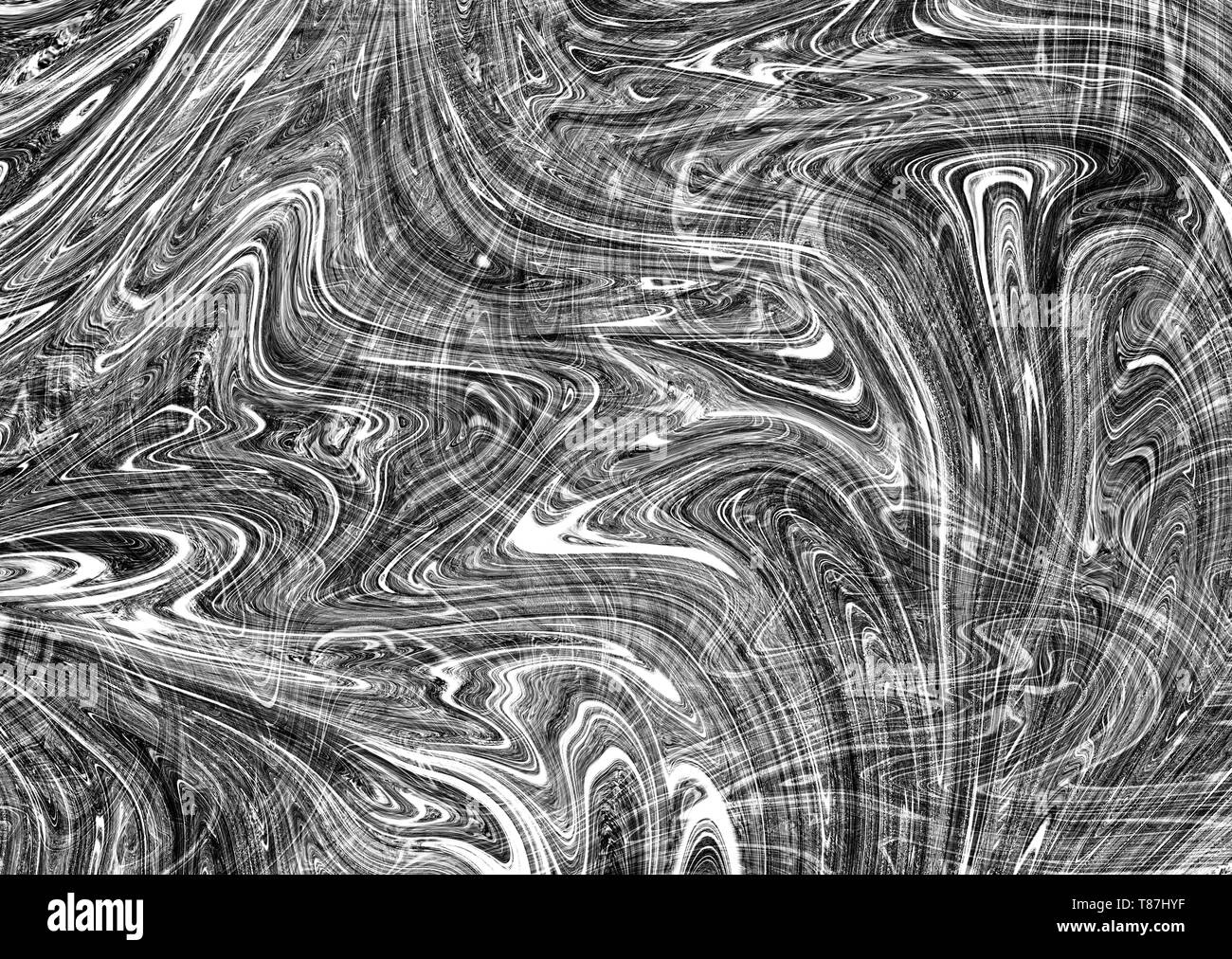 Abstrakte Flüssig Schwarz-weiß Textur oder Hintergrund. Stockfoto