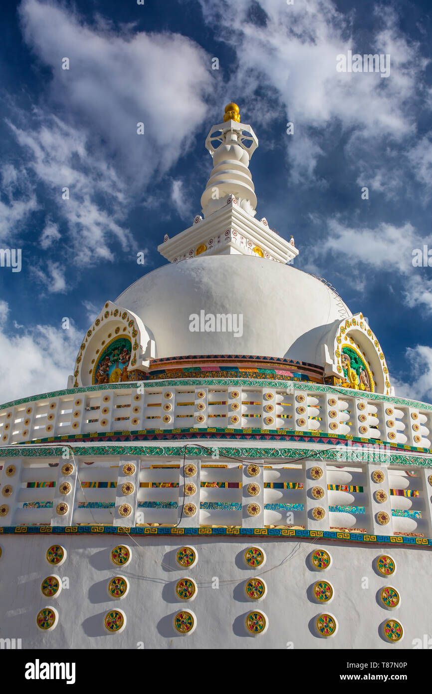 Shanti Stupa auch als Frieden Pagode in Leh, Ladakh bekannt Stockfoto