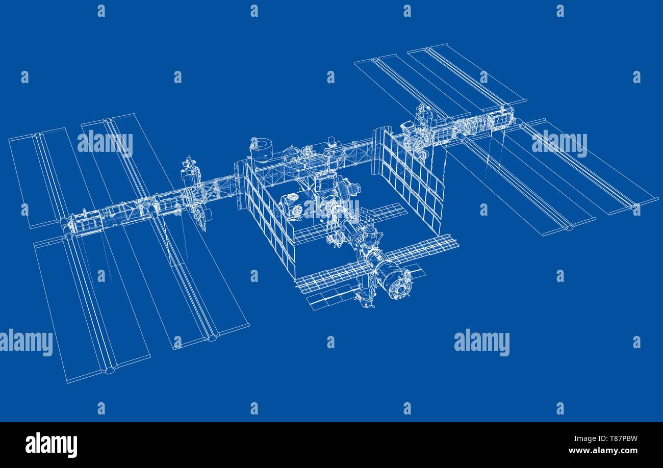 Abstrakte Raumschiff skizzieren. Vektor Stock Vektor