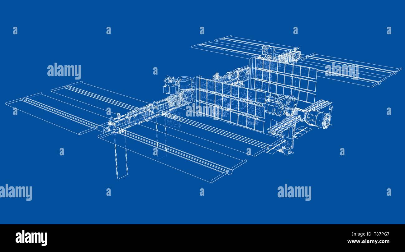 Abstrakte Raumschiff skizzieren. Vektor Stock Vektor