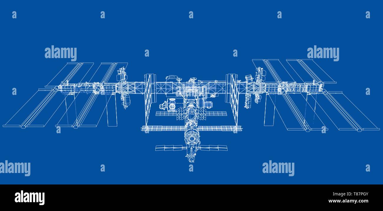 Abstrakte Raumschiff skizzieren. Vektor Stock Vektor