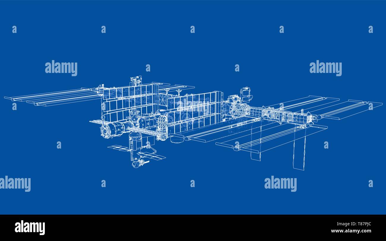 Abstrakte Raumschiff skizzieren. Vektor Stock Vektor