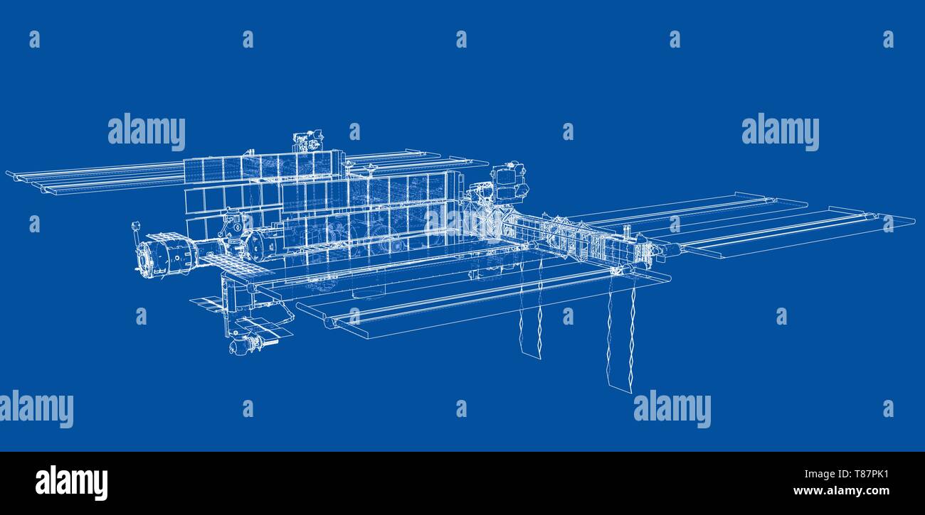 Abstrakte Raumschiff skizzieren. Vektor Stock Vektor