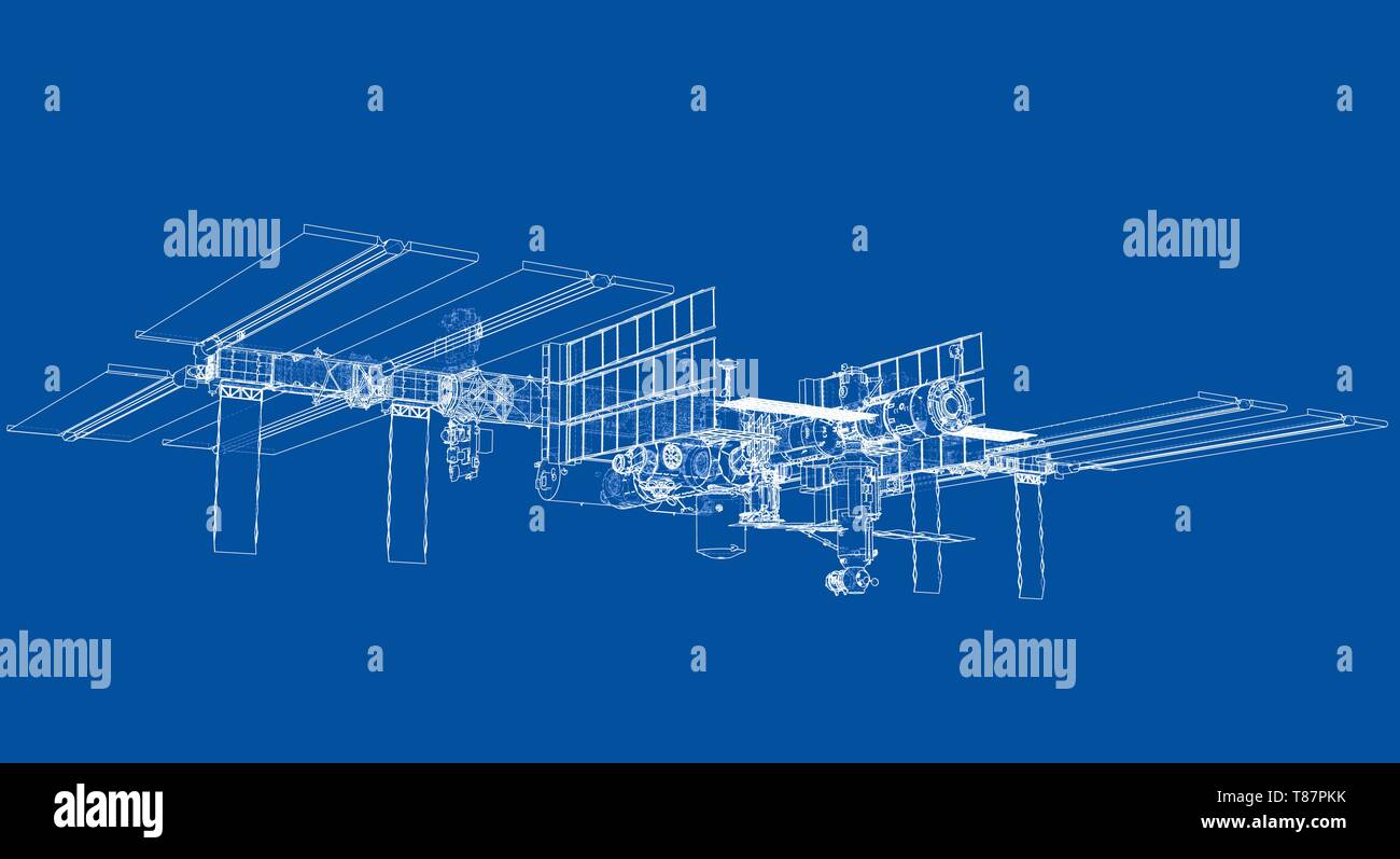 Abstrakte Raumschiff skizzieren. Vektor Stock Vektor
