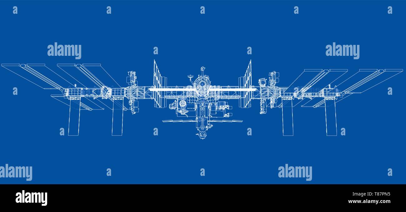 Abstrakte Raumschiff skizzieren. Vektor Stock Vektor
