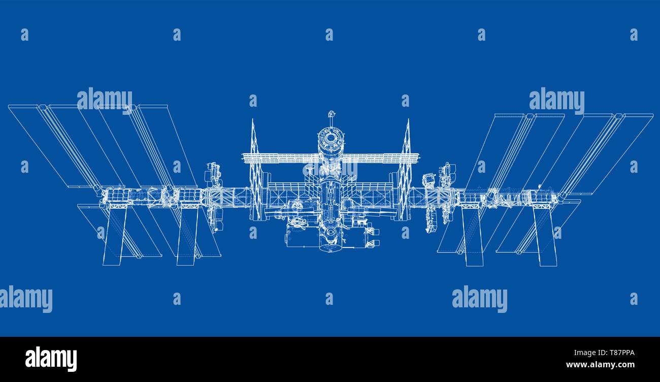 Abstrakte Raumschiff skizzieren. Vektor Stock Vektor