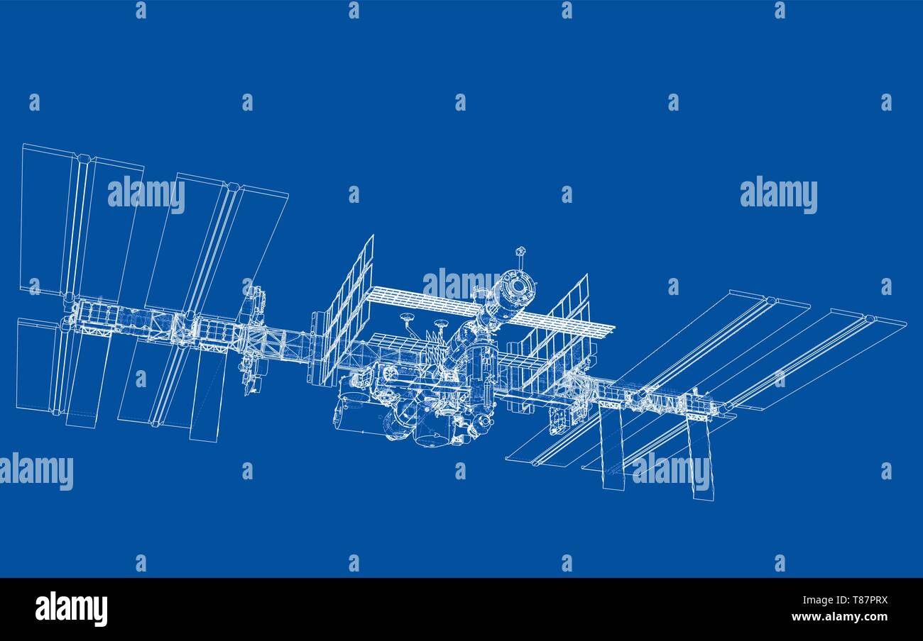 Abstrakte Raumschiff skizzieren. Vektor Stock Vektor