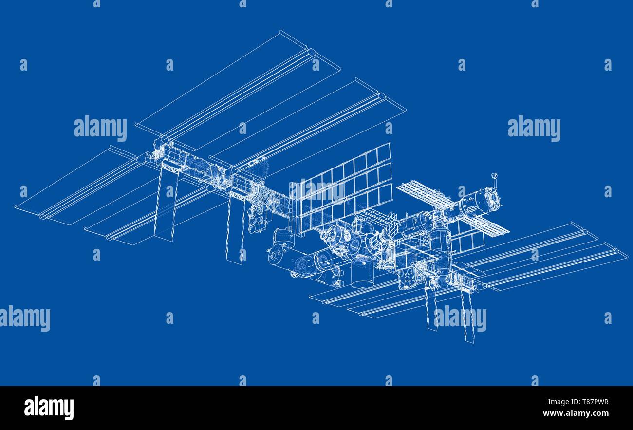Abstrakte Raumschiff skizzieren. Vektor Stock Vektor