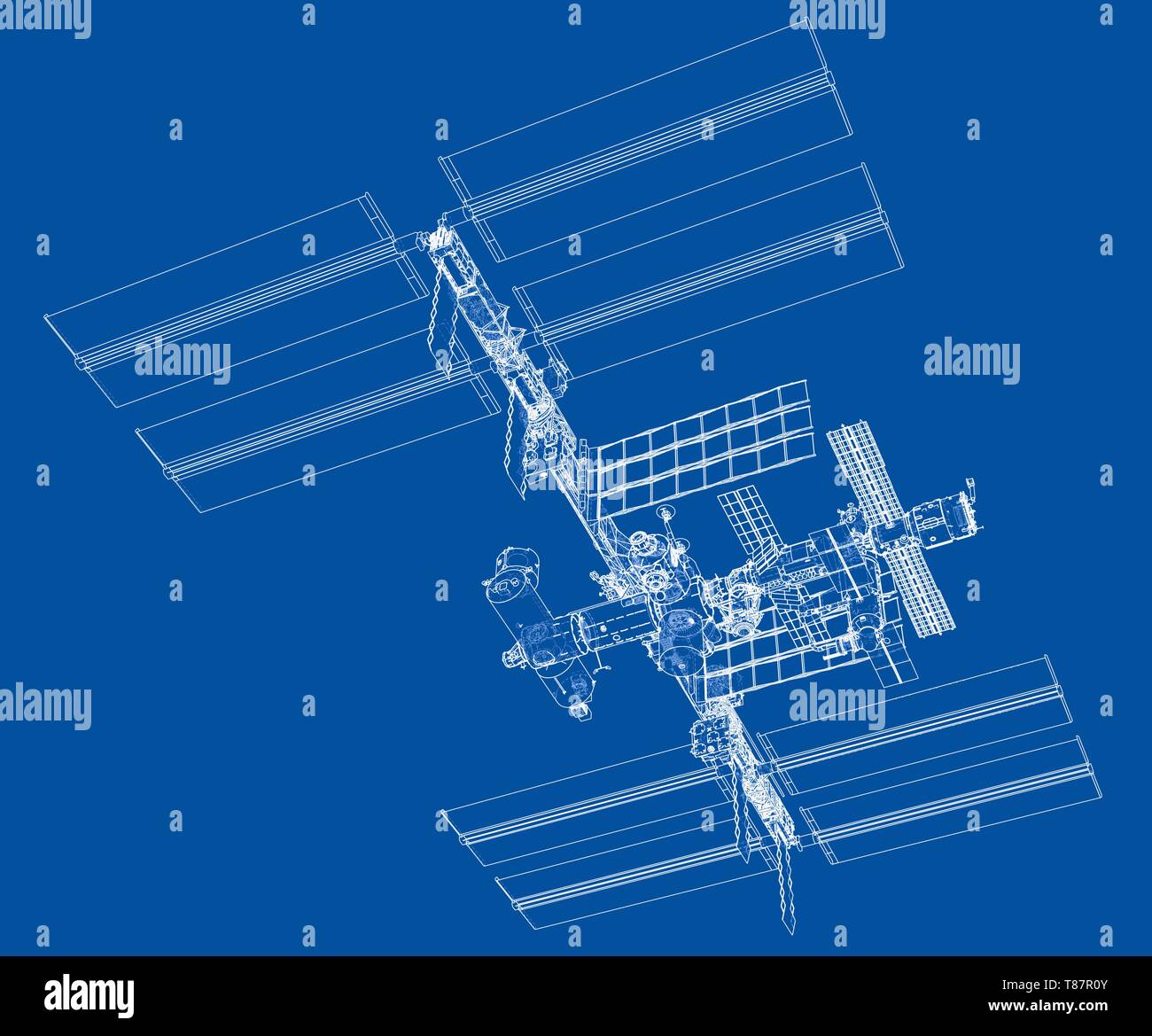 Abstrakte Raumschiff skizzieren. Vektor Stock Vektor
