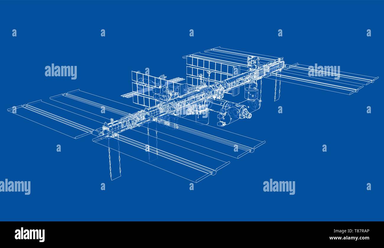 Abstrakte Raumschiff skizzieren. Vektor Stock Vektor
