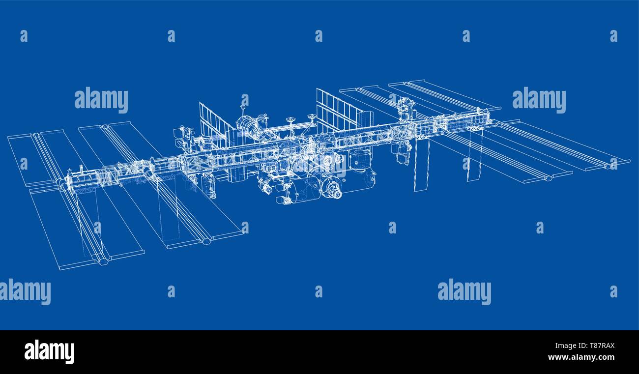 Abstrakte Raumschiff skizzieren. Vektor Stock Vektor