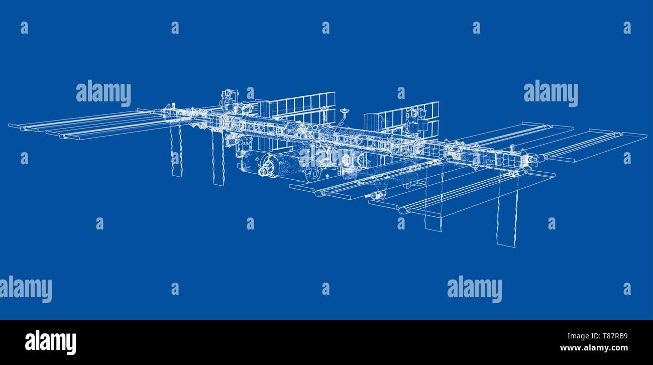Abstrakte Raumschiff skizzieren. Vektor Stock Vektor