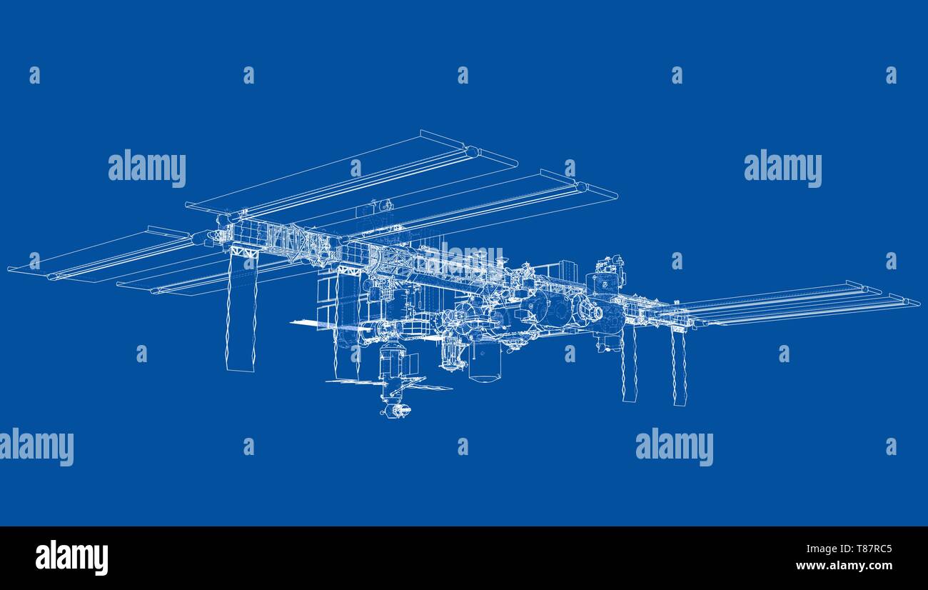Abstrakte Raumschiff skizzieren. Vektor Stock Vektor