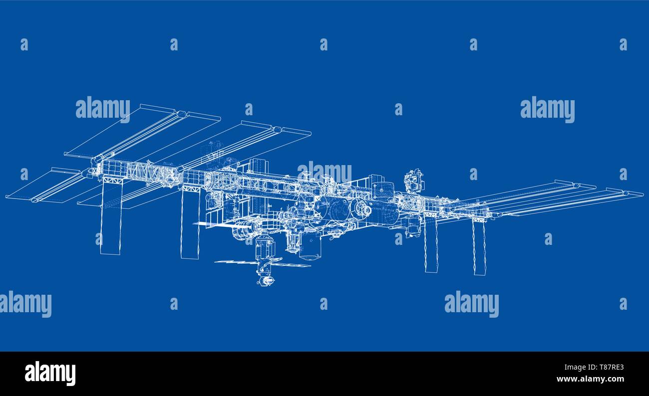Abstrakte Raumschiff skizzieren. Vektor Stock Vektor