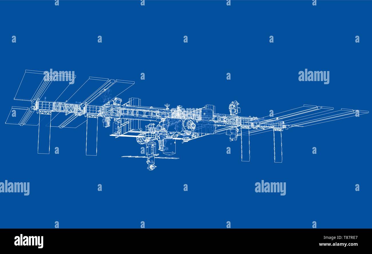 Abstrakte Raumschiff skizzieren. Vektor Stock Vektor