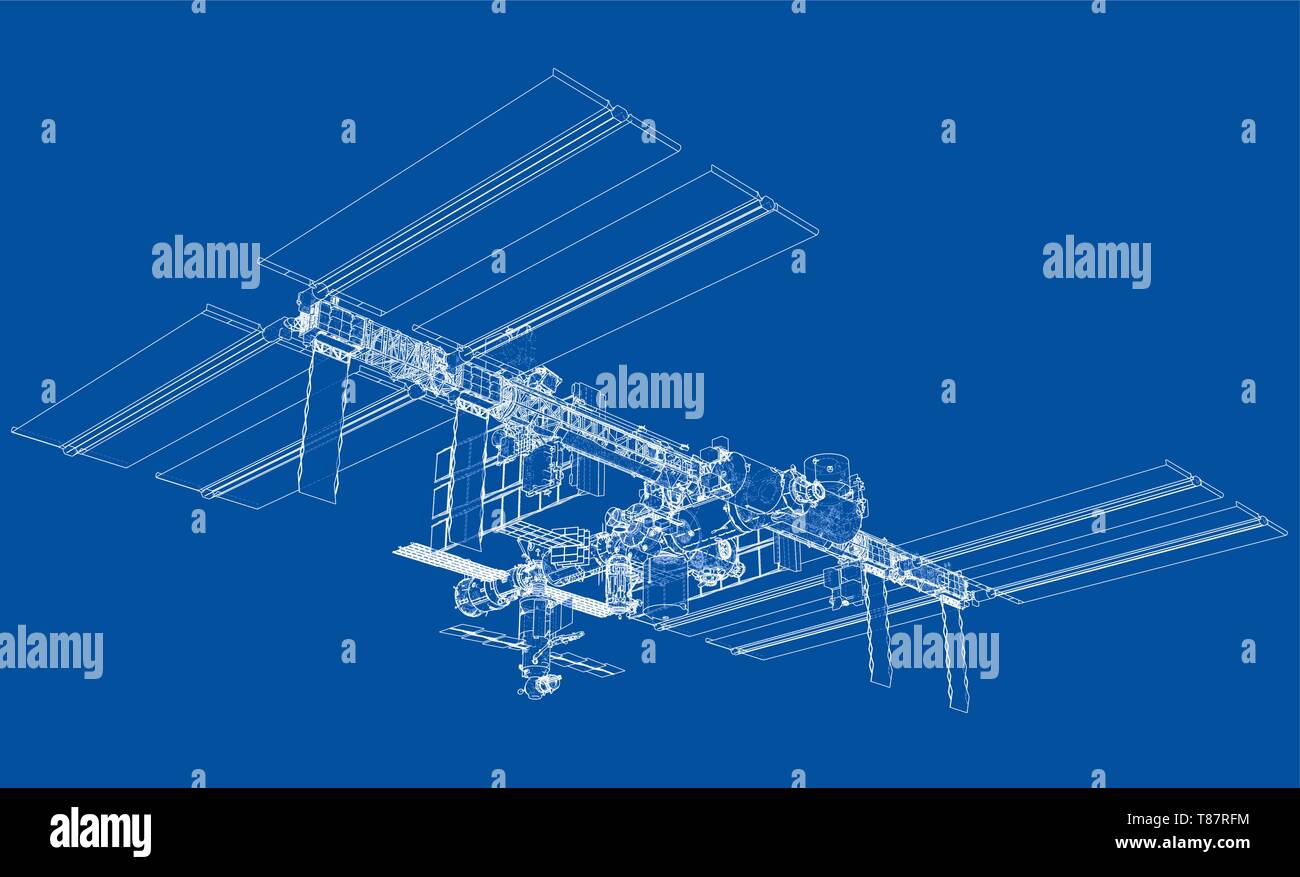 Abstrakte Raumschiff skizzieren. Vektor Stock Vektor
