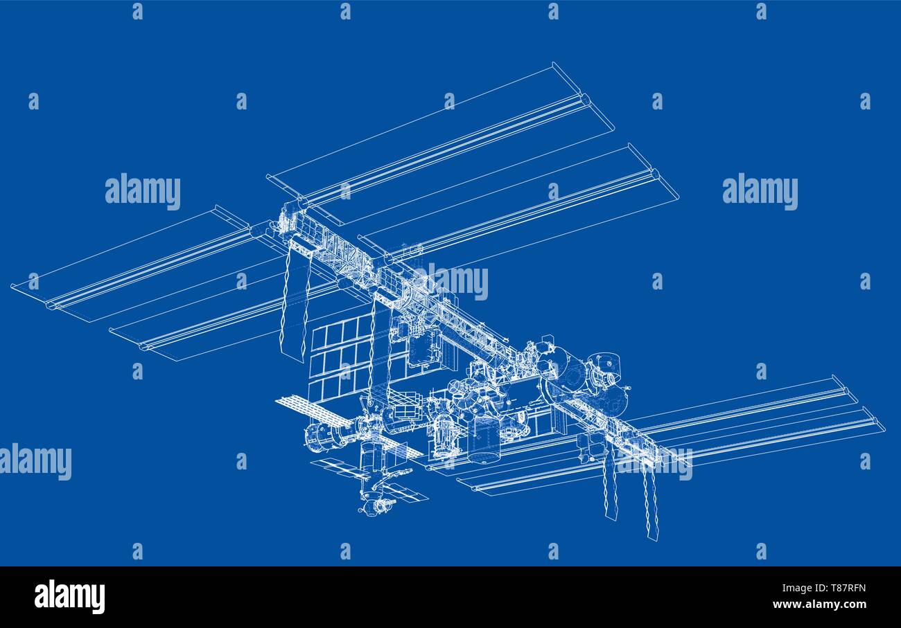 Abstrakte Raumschiff skizzieren. Vektor Stock Vektor
