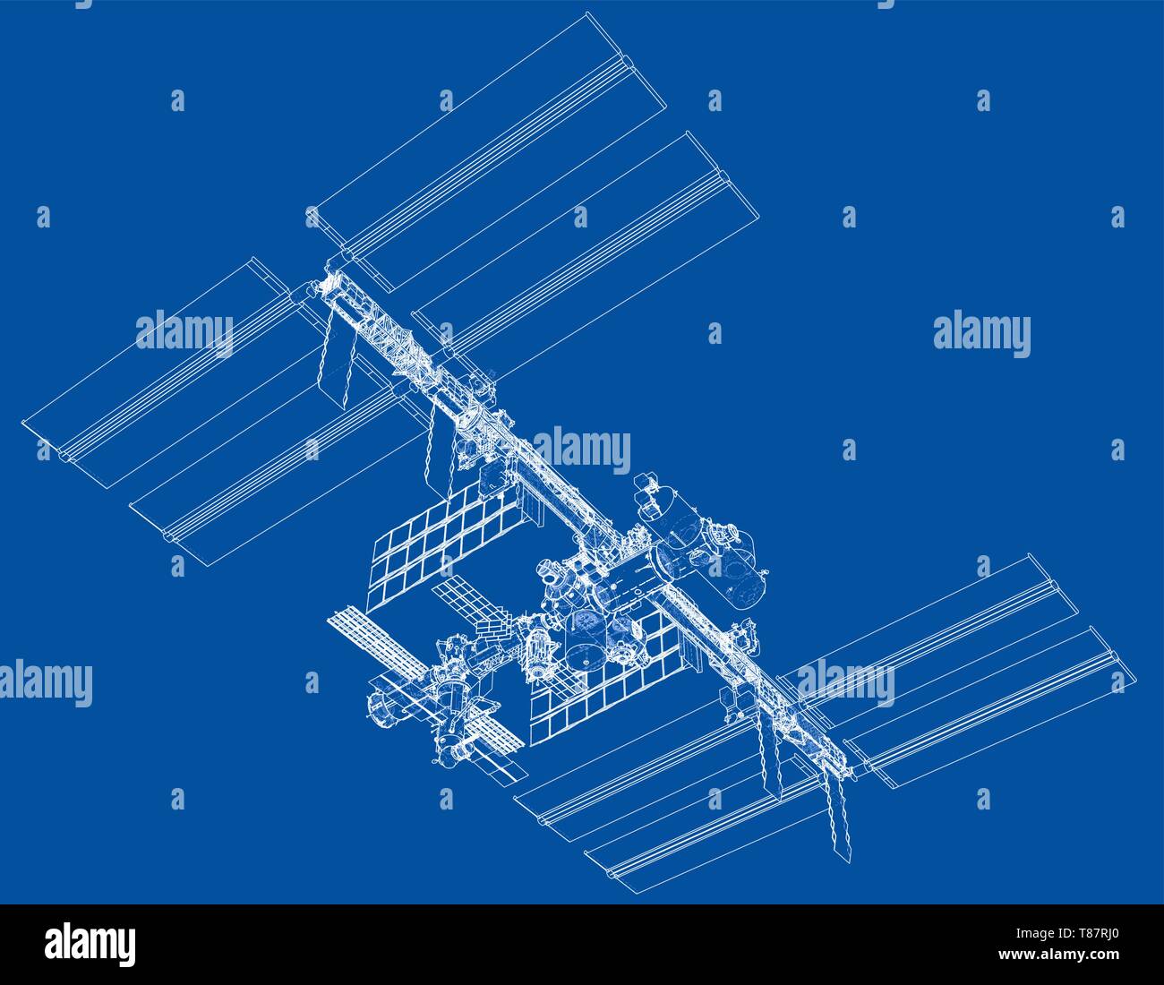 Abstrakte Raumschiff skizzieren. Vektor Stock Vektor