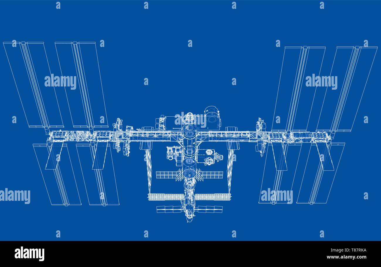 Abstrakte Raumschiff skizzieren. Vektor Stock Vektor