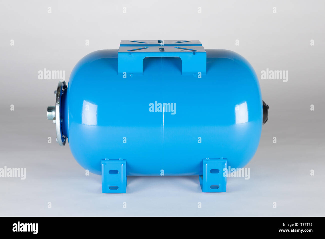 Horizontale blaue Druck tank. Stockfoto