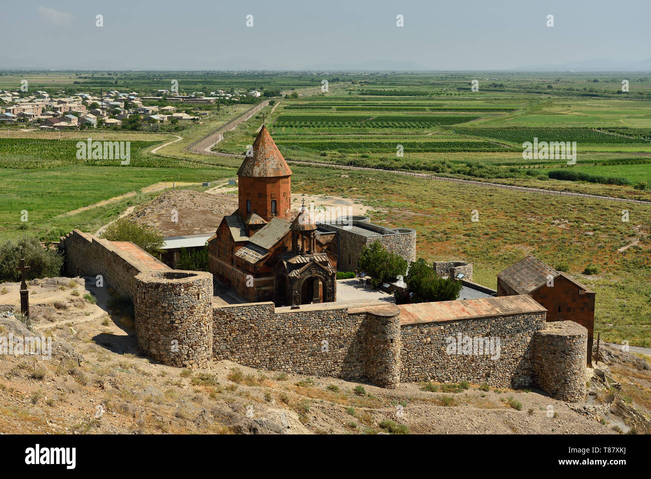 Das Kloster Khor Virap in der Ararat in Armenien, in der Nähe der Grenze zur Türkei. Stockfoto