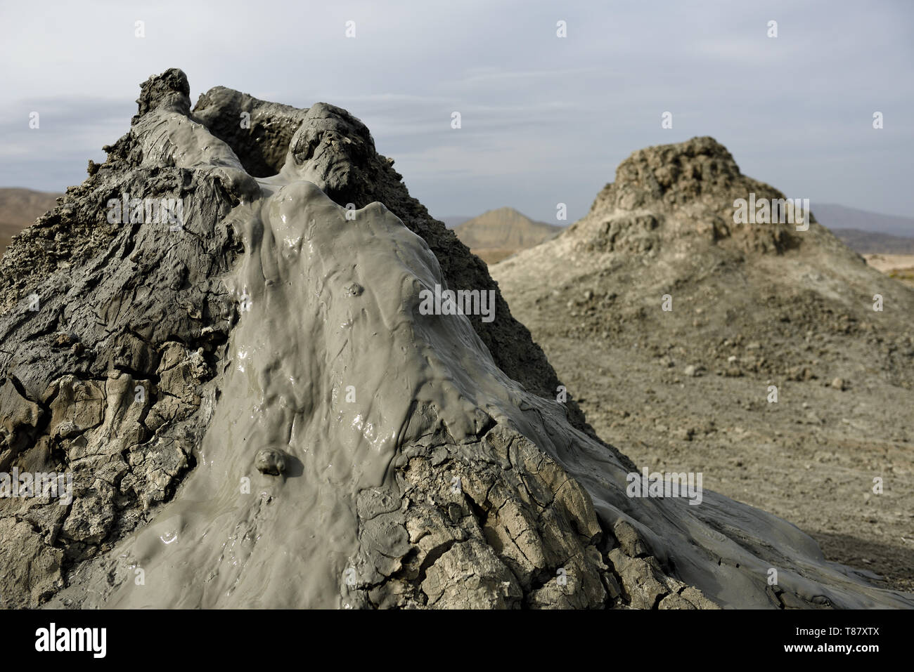 Die Schlamm Vulkane von gobustan in der Nähe von Baku, Aserbaidschan. Stockfoto