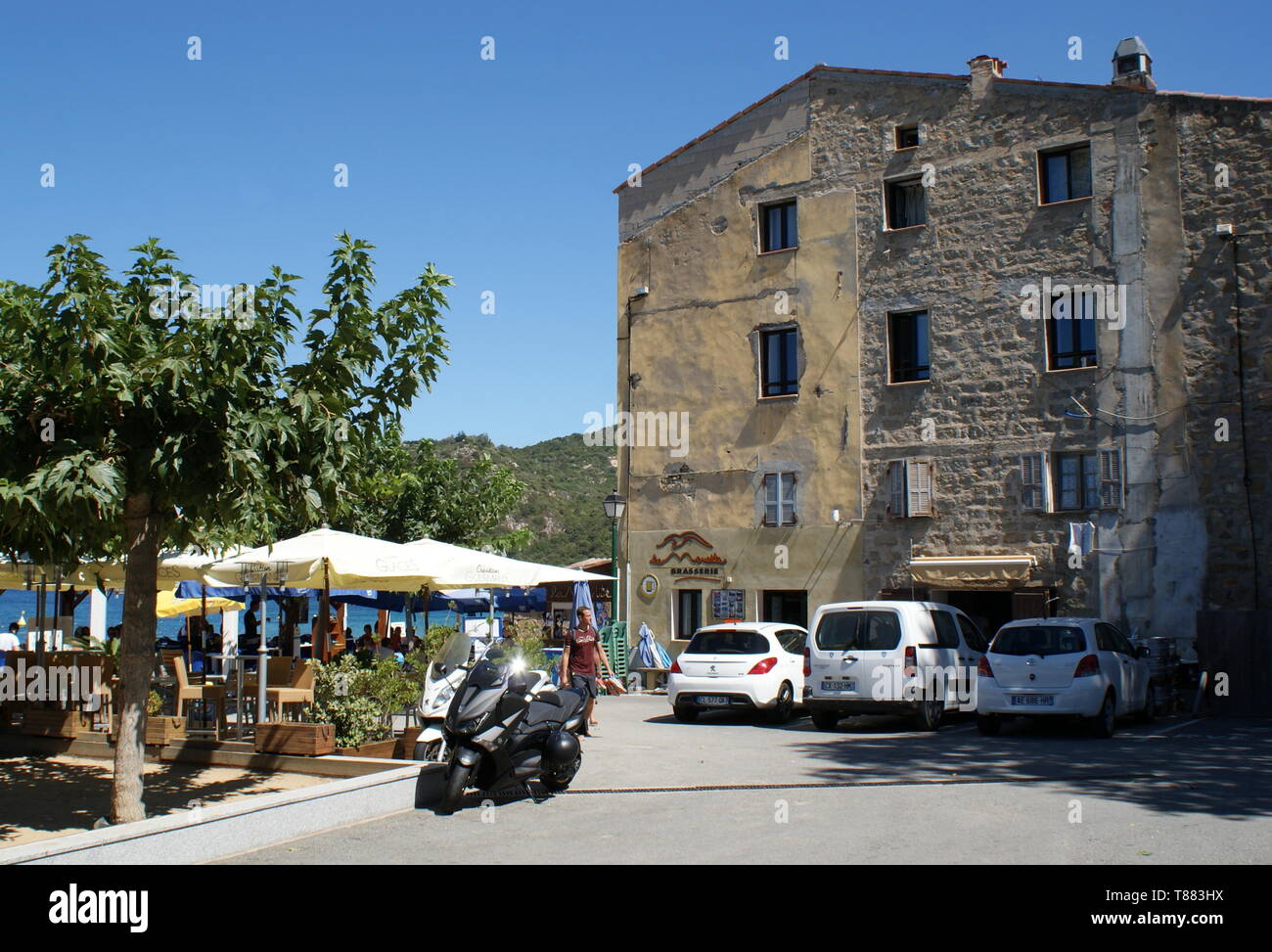 Dorf am Meer von Campomoro, Korsika, Frankreich Stockfoto