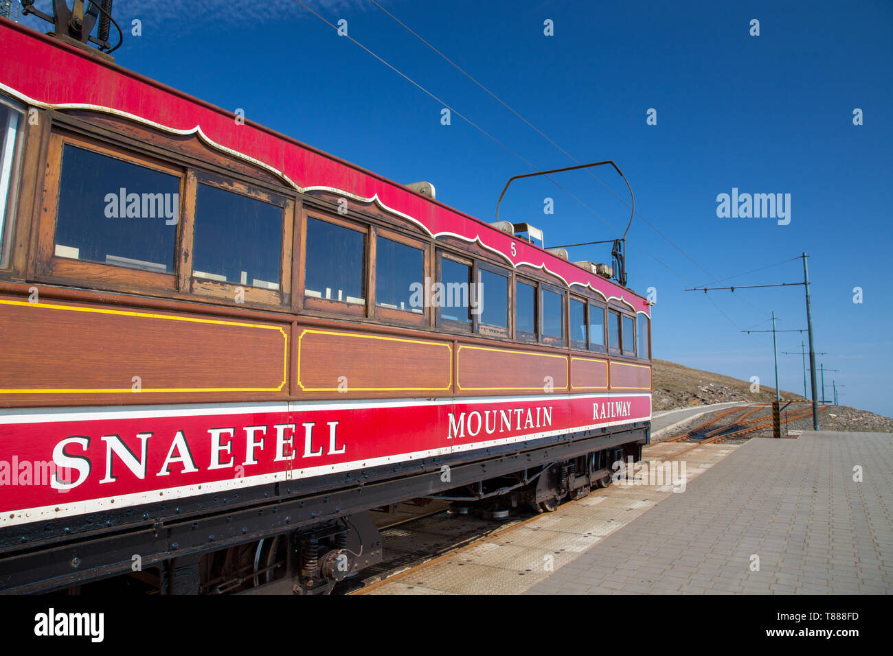 Snaefell Mountain Railway Zug in Laxey, von der Insel Man Stockfoto