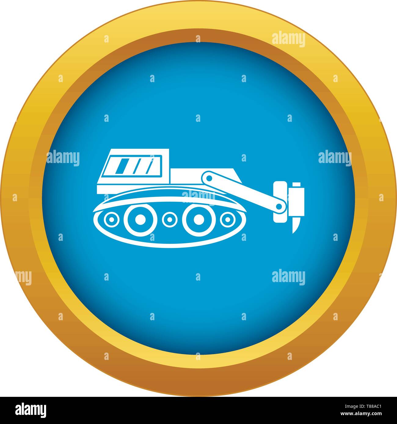Bagger mit hydraulikhammer Symbol blau Vector isoliert Stock Vektor
