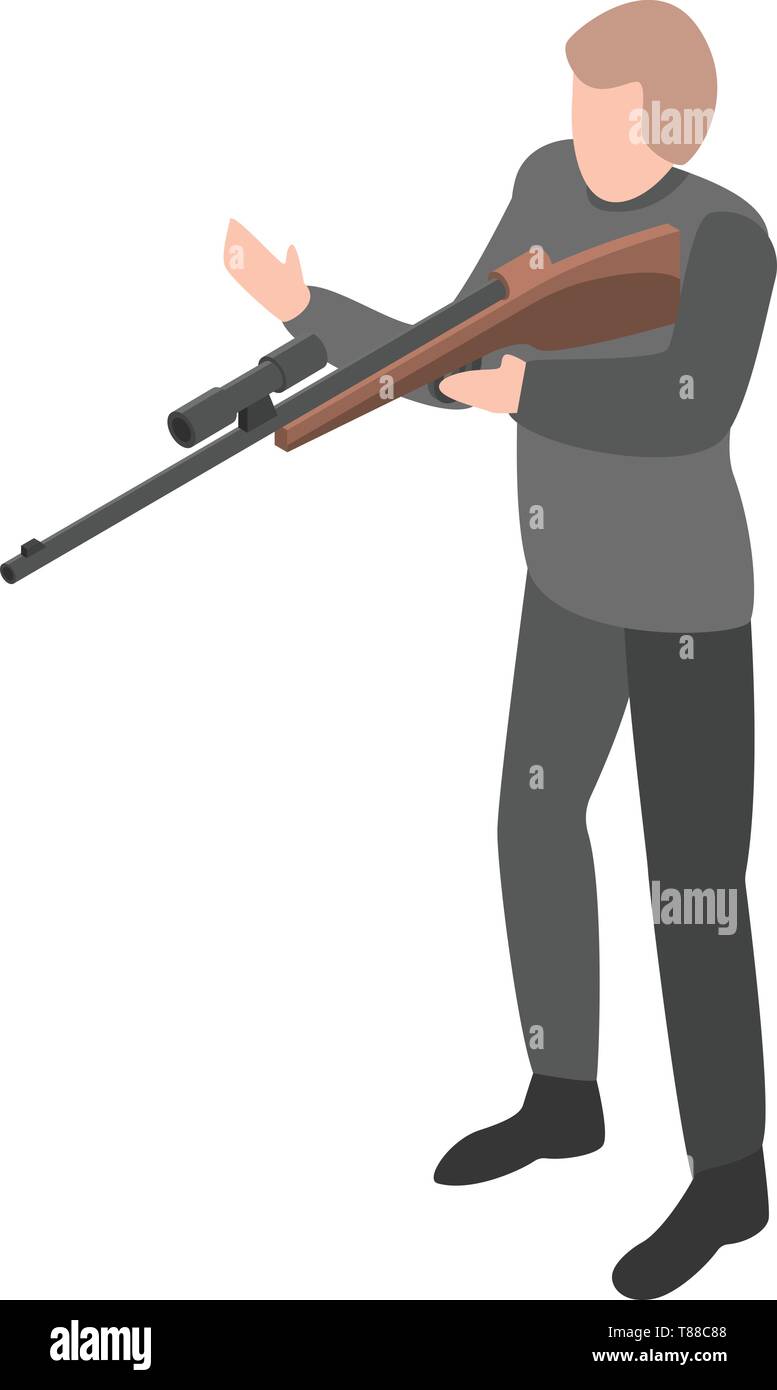 Sniper Rifle hunter Symbol, isometrische Stil Stock Vektor