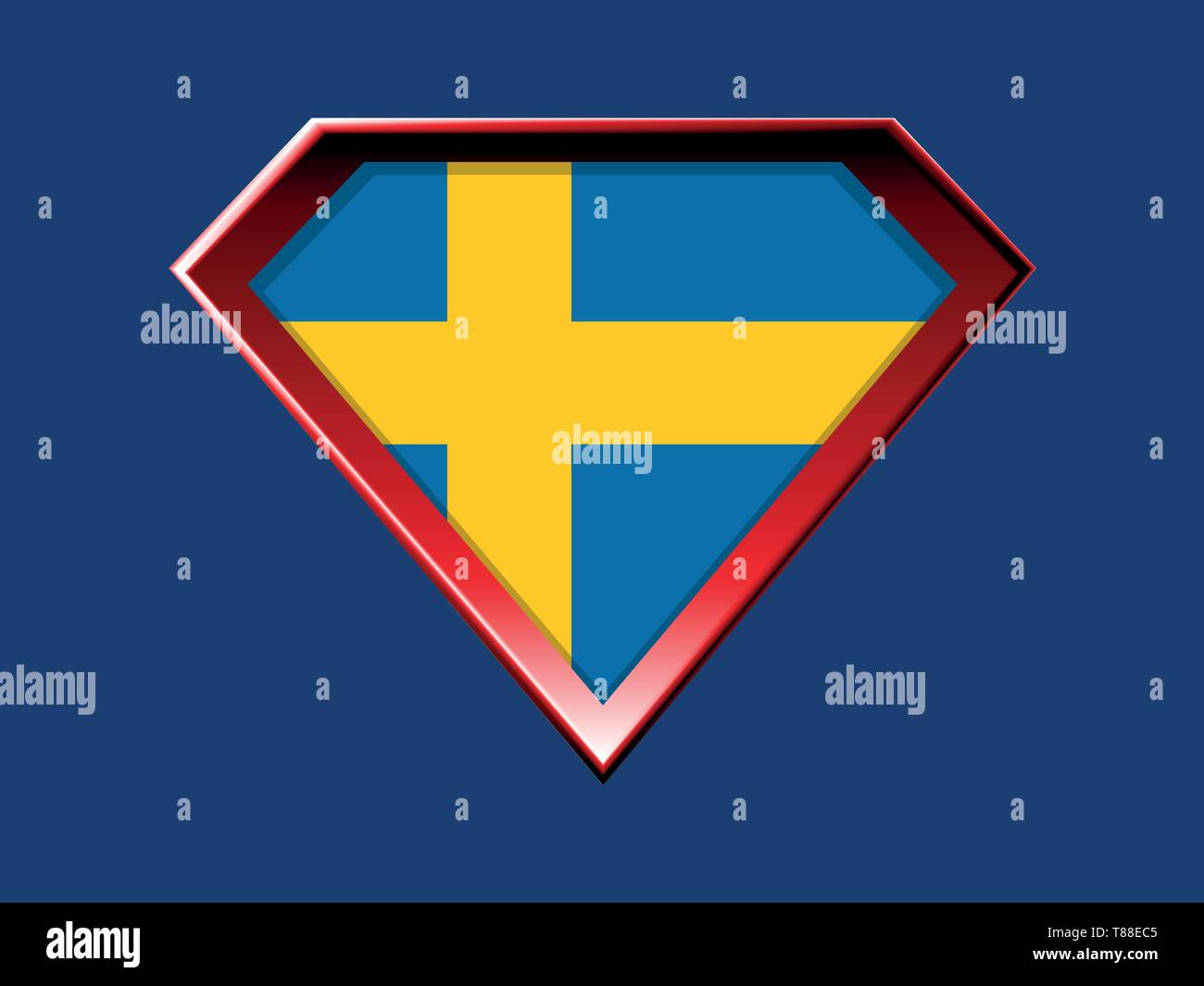 Schwedische Flagge in super hero Schild Stock Vektor