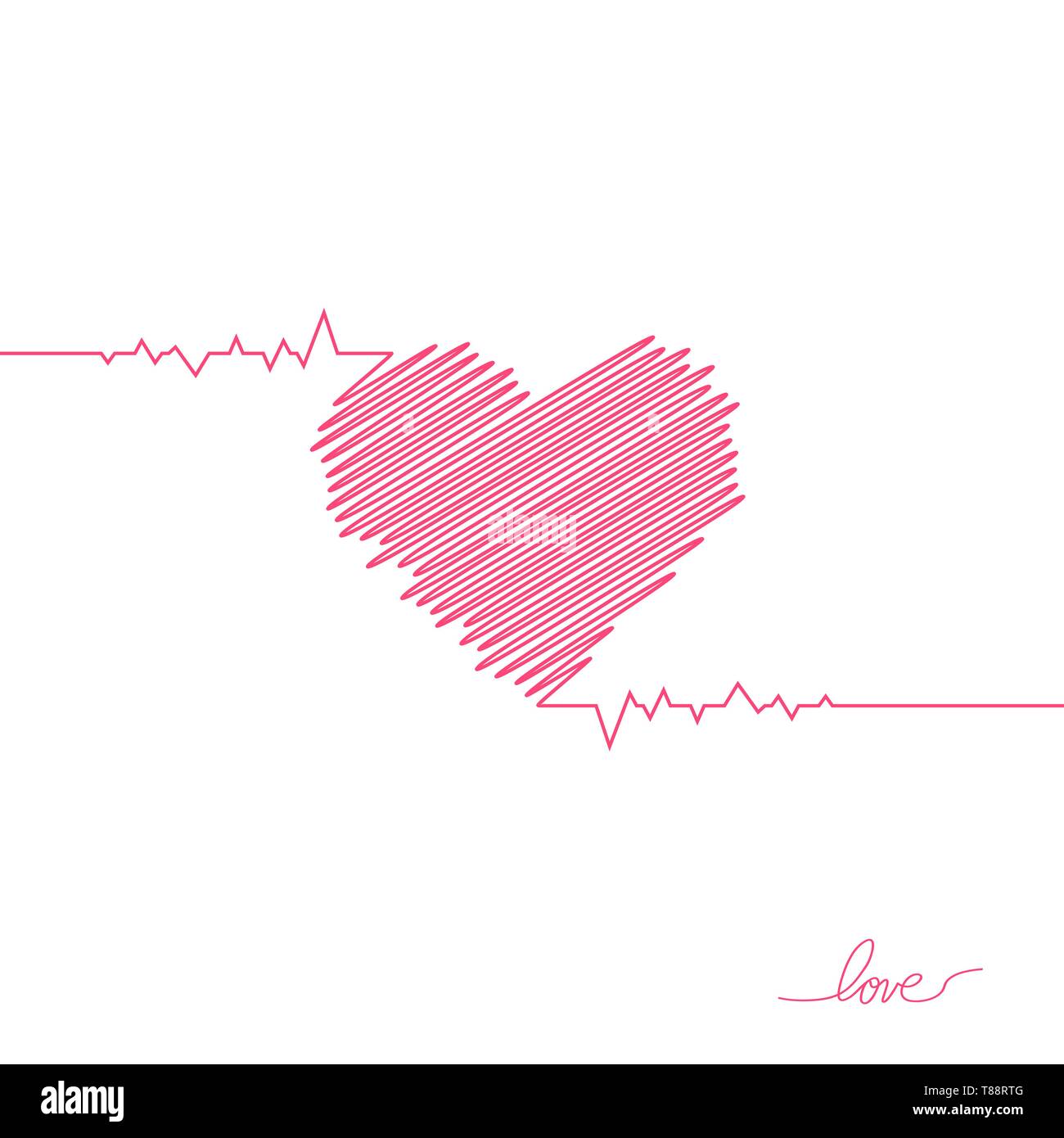 Herz-Impuls. Roten und weißen Farben. Heartbeat Lone, Elektrokardiogramm. Schöne healthcare, medizinischen Hintergrund. Einfache moderne Design. Symbol. Zeichen oder Logos Stock Vektor