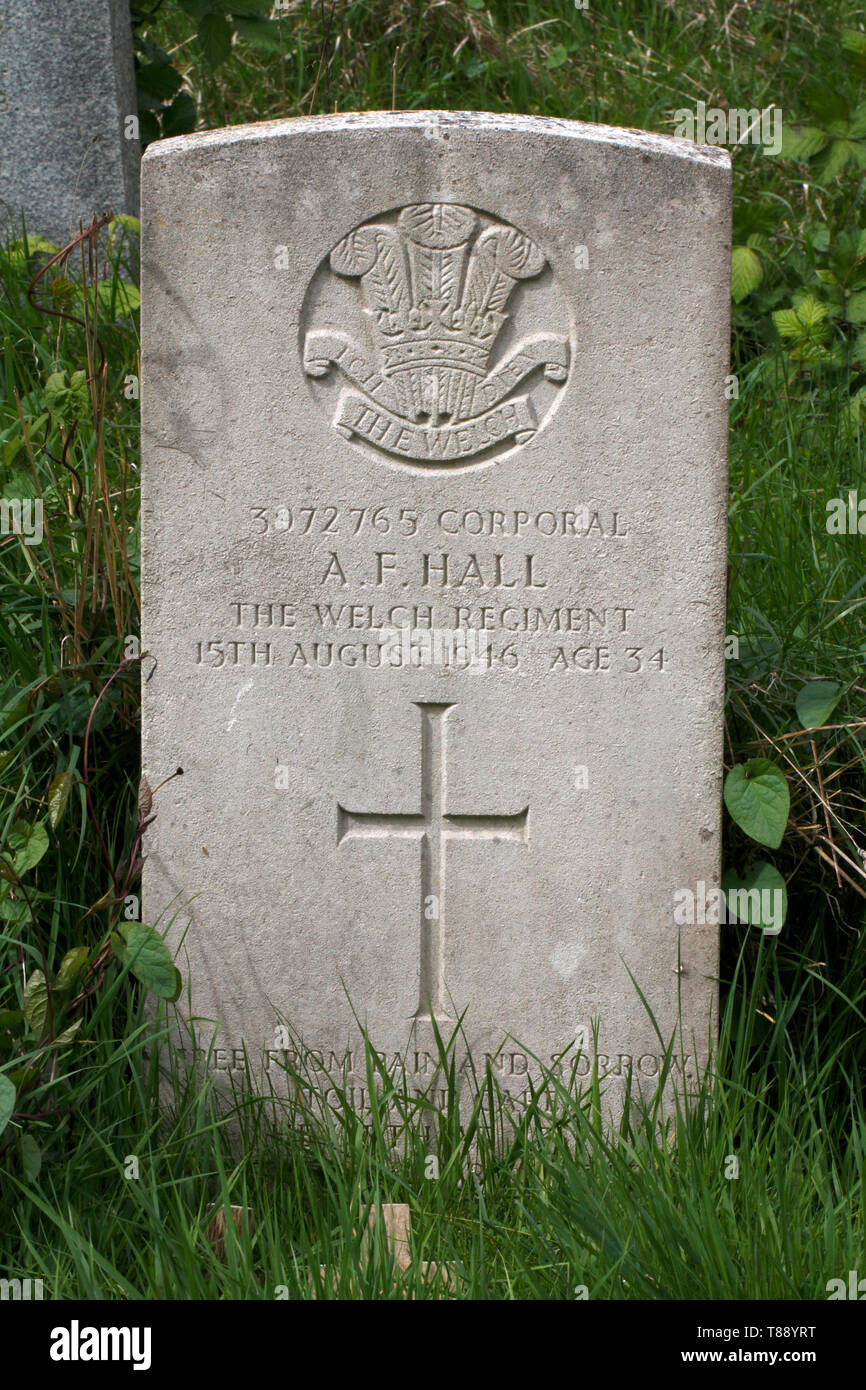 Weltkrieg 1 Commonwealth grab Marker, Welch Regiment. Stockfoto