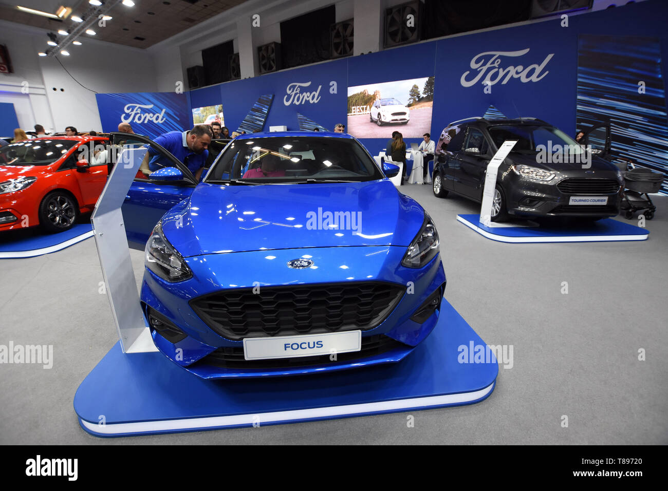 Allgemeiner Überblick über den Stand der Ford Auto Marke am Automobil Messe 2019 in Barcelona. Stockfoto