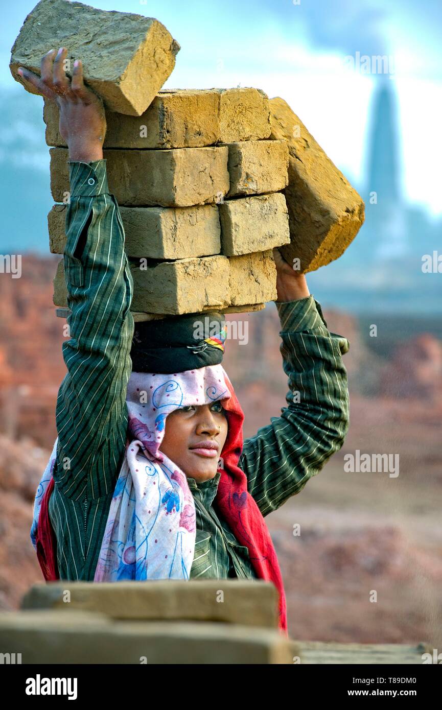 Indien, Assam, Nagaon, Backstein, in Pulgori Stockfoto