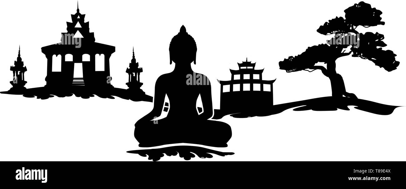 Tapetensticker buddha Buddhismus tatoo Wall Sticker Stock Vektor