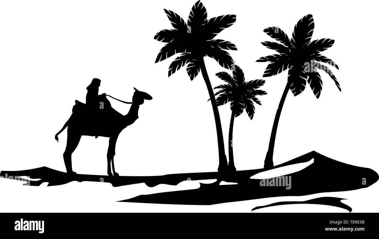 Kamel Palm Tree Tapetensticker wüste Düne islamischen Stock Vektor
