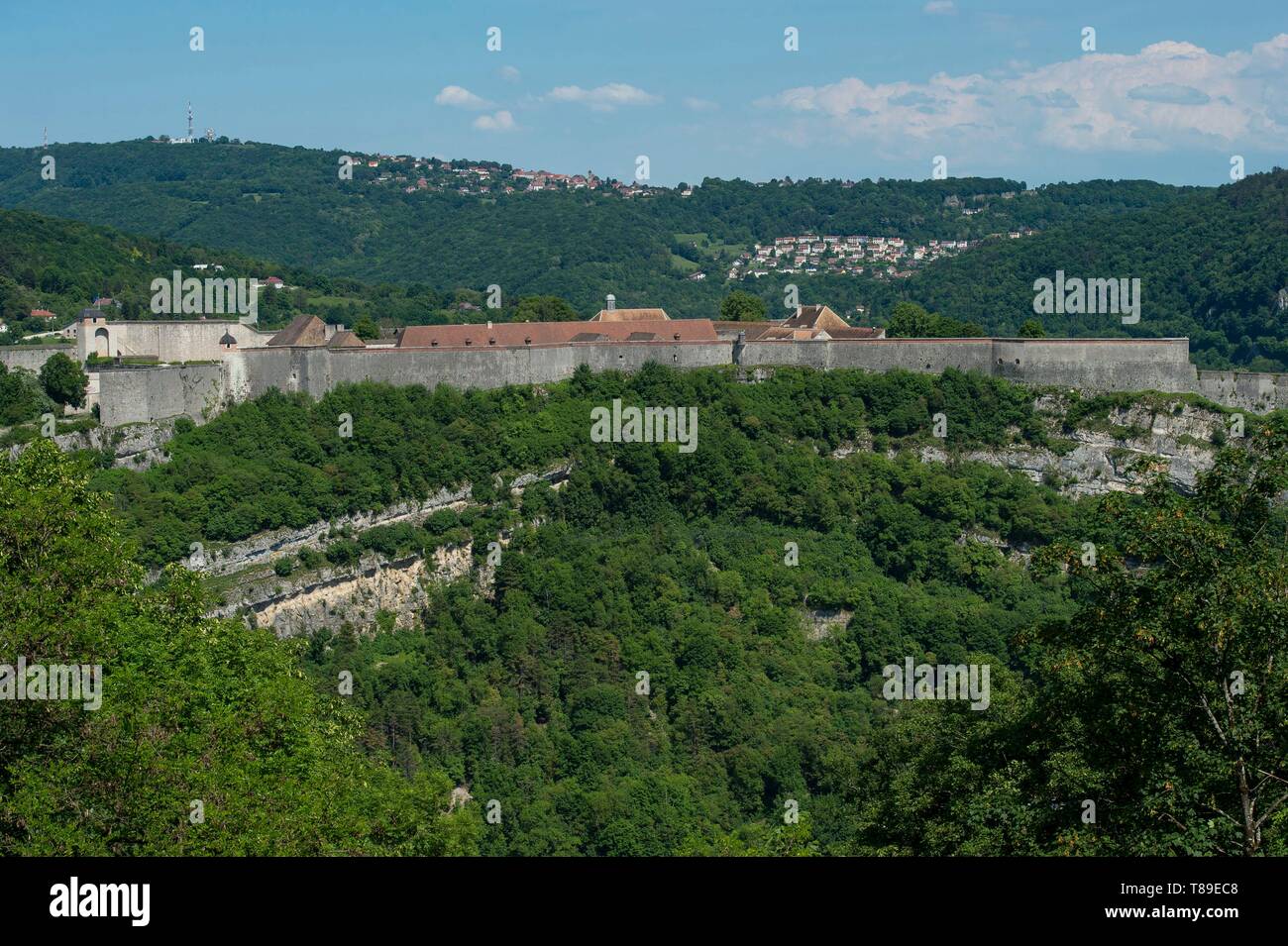 Frankreich, Franche-Comté, Besancon, die Zitadelle Vauban vom Fort von Chaudanne gesehen Stockfoto