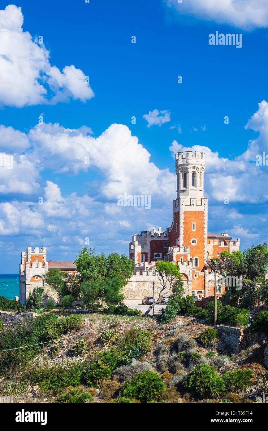 Italien, Sizilien, Portopalo di Capo Passero, Castello Tafuri Hotel Stockfoto