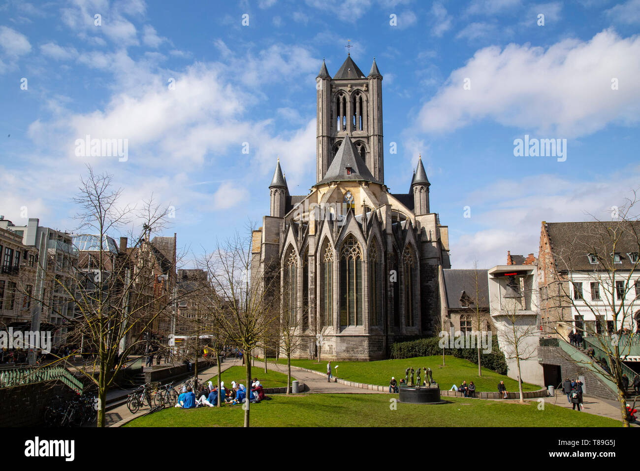 Die Kirche von San NicolÃ¡s ist eine der ältesten und bedeutendsten Denkmäler der Stadt Gent, Belgien. Sein Bau begann Anfang Stockfoto