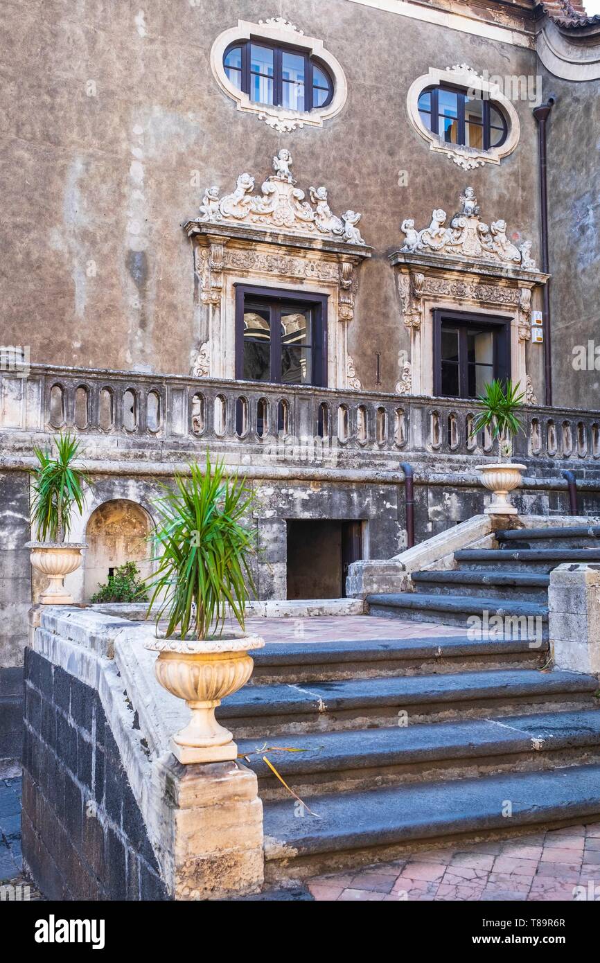 Italien, Sizilien, Catania, barocke Stadt als UNESCO-Weltkulturerbe, Biscari palace aufgeführt. am Ende des 17. Jahrhunderts Stockfoto