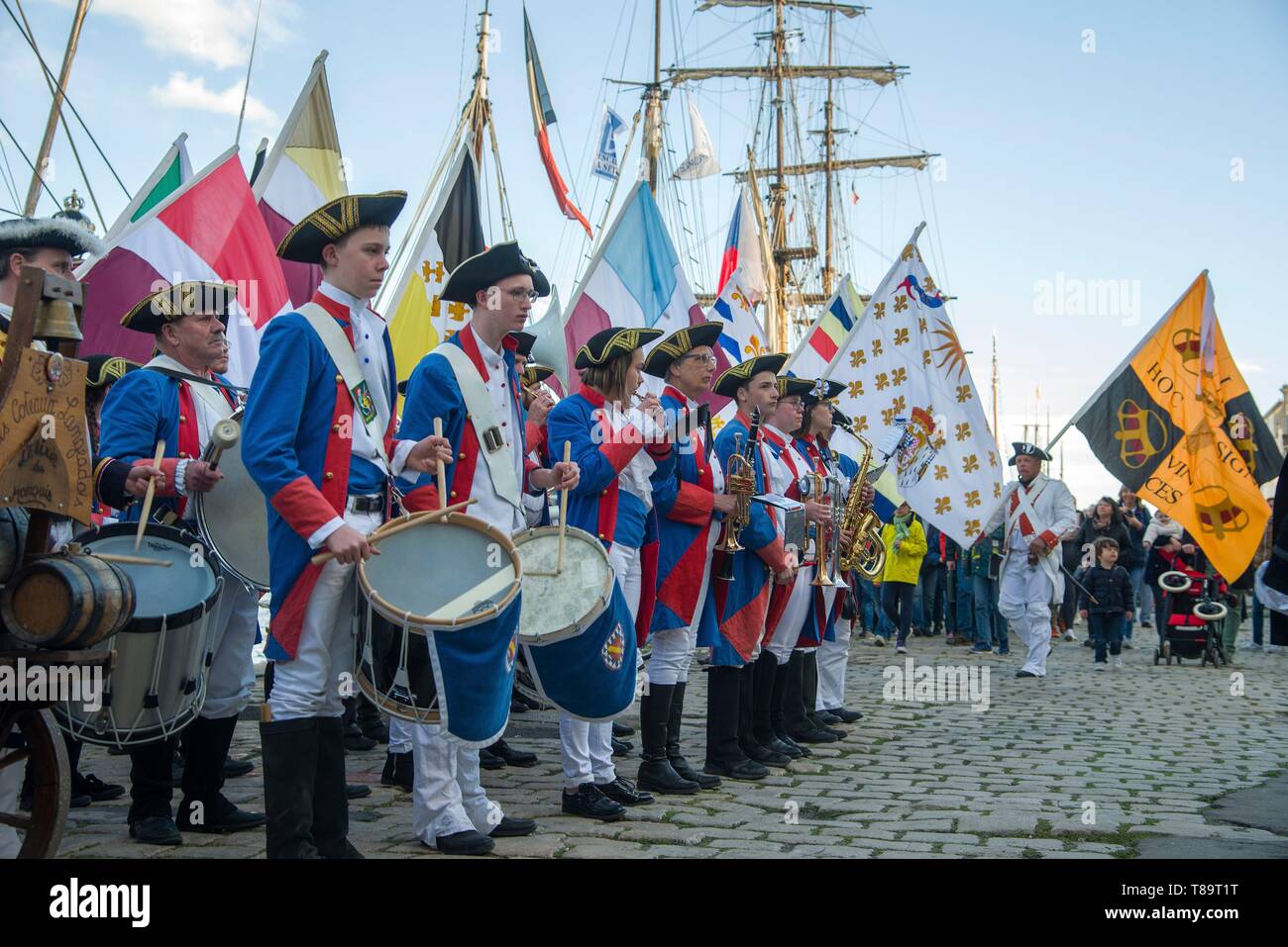 Frankreich, Herault, Sete, Escale a Sete Festival, Party der maritimen Traditionen, historische Festzug in Hommage an die Truppen von La Fayette Stockfoto