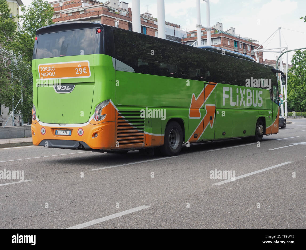 TURIN, Italien - ca. Mai 2019: Flixbus bus Stockfoto