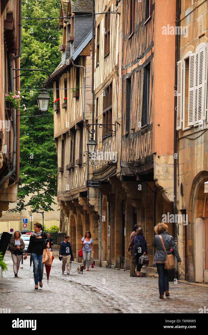 Frankreich, Cote d'Or, Kulturlandschaft von Klimazonen von Burgund als Weltkulturerbe von der UNESCO, Dijon, Fachwerkhaus auf der Rue Verrerie in Dijon. Stockfoto