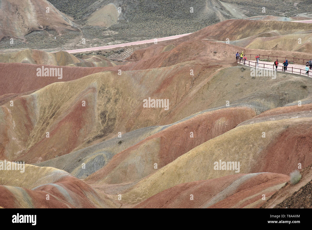 Mehrfarbige Sandstein am Zhangye-Danxia nationaler Geopark, Provinz Gansu, China Stockfoto