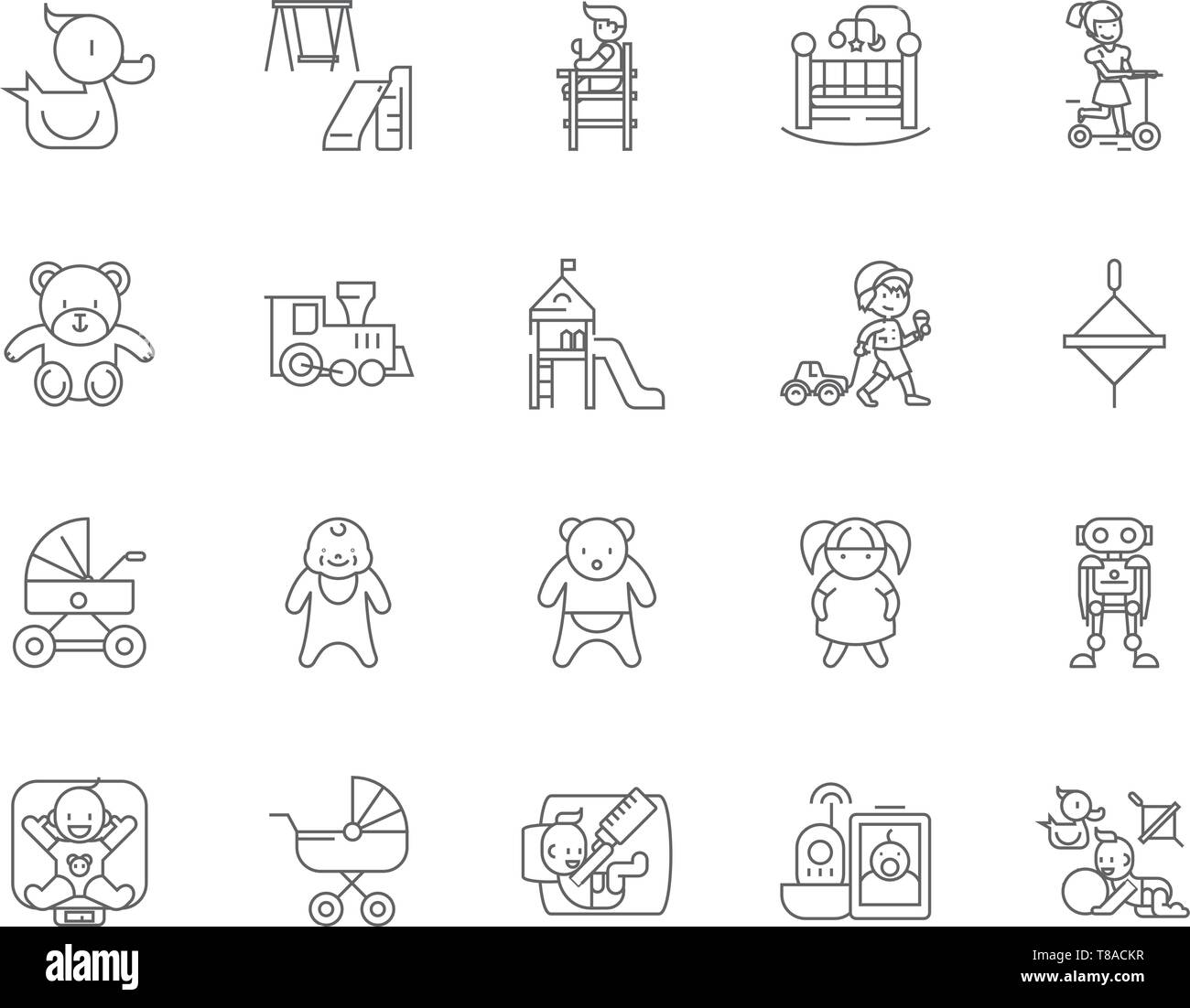 Baby produkte Zeile für Symbole, Zeichen, Vektor, Abbildung: Konzept Stock Vektor